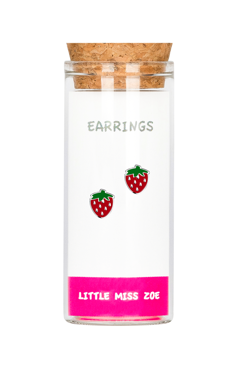 Little Miss Zoe Strawberry Stud Earrings, Main, color, Red