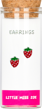 Little Miss Zoe Kids' Sterling Silver Strawberry Stud Earrings in Gift Bottle