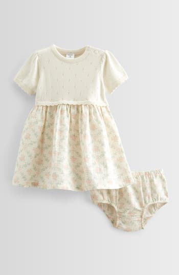 Nordstrom Scallop Mixed Media Dress With Bloomers