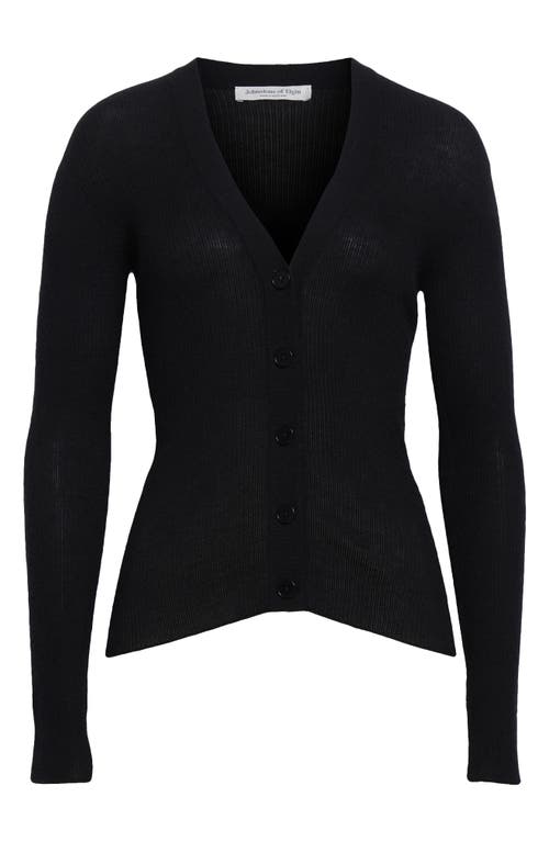 Johnstons Of Elgin Superfine Cashmere Rib V-neck Cardigan In Black