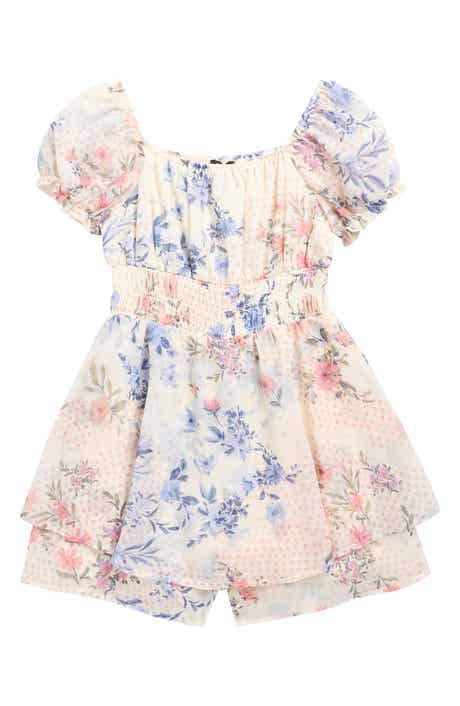 Zunie Kids' Floral Puff Sleeve Romper