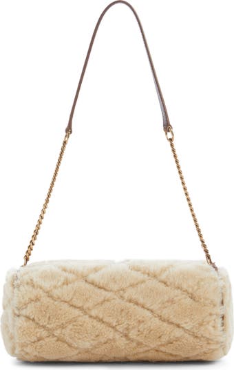 Small Sade Quilted Genuine Shearling Tube Bag