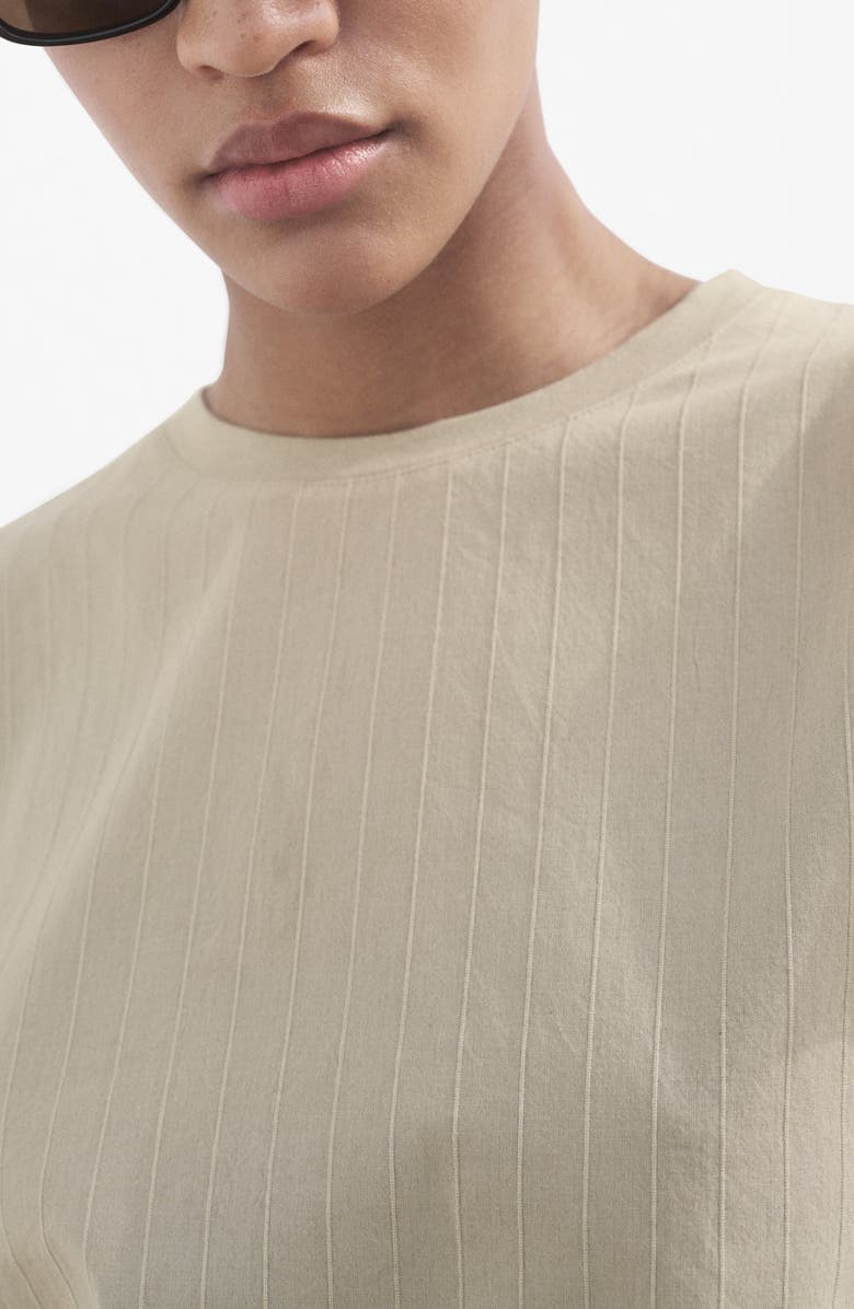 MANGO Ruffle Eyelet Sleeve Top, Alternate, color, Medium Brown