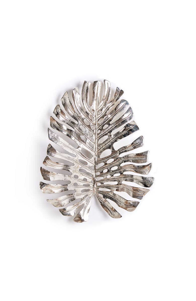 Napa Home & Garden 23.5"H x 4"D x 19"W Monstera in Silver Wall Sculpture Art Small, Main, color, Silver