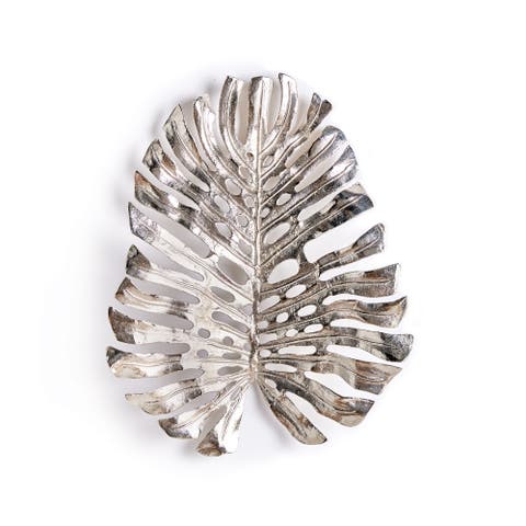 23.5"H x 4"D x 19"W Monstera in Silver Wall Sculpture Art Small
