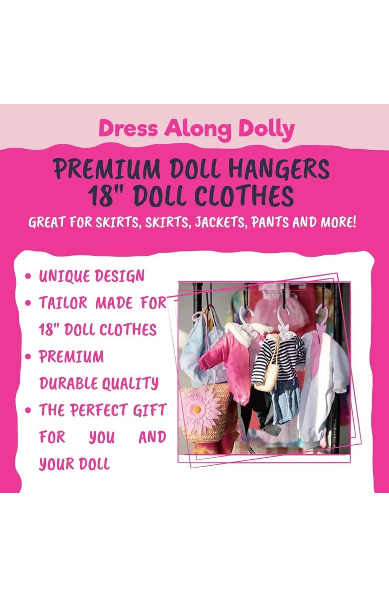 Dress Along Dolly Purple Full-Outfit Hanger 24pk for American 18" Doll Clothes- Hold Your Tops & Bottoms Together, Alternate, color, Purple