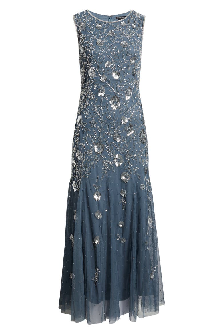 Beaded Godet Hem Cocktail Dress, Alternate, color, GREY