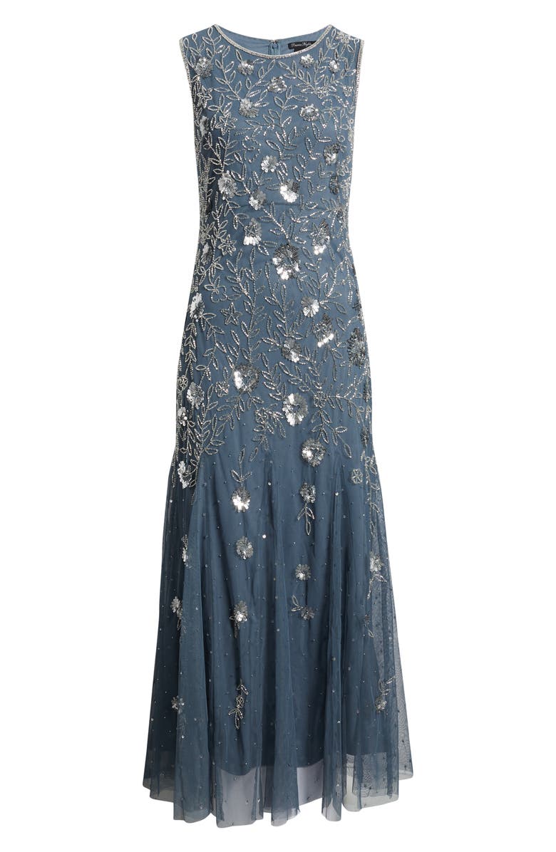 Pisarro Nights Beaded Godet Hem Cocktail Dress, Alternate, color, Grey