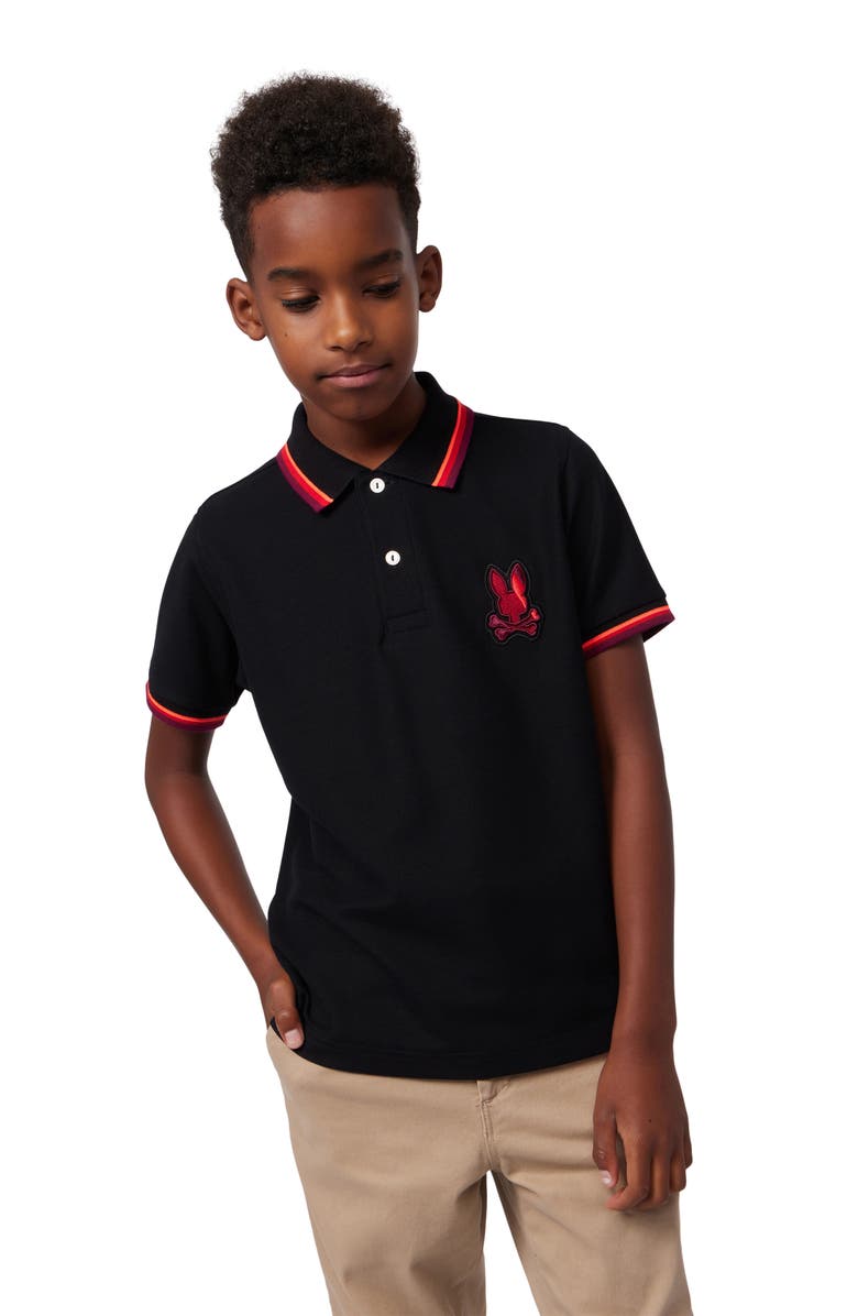 Psycho Bunny Kids' Apple Valley Tipped Piqué Polo, Main, color, 