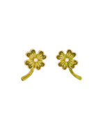 Fable England Lucky Clover & Pearl Stud Earrings