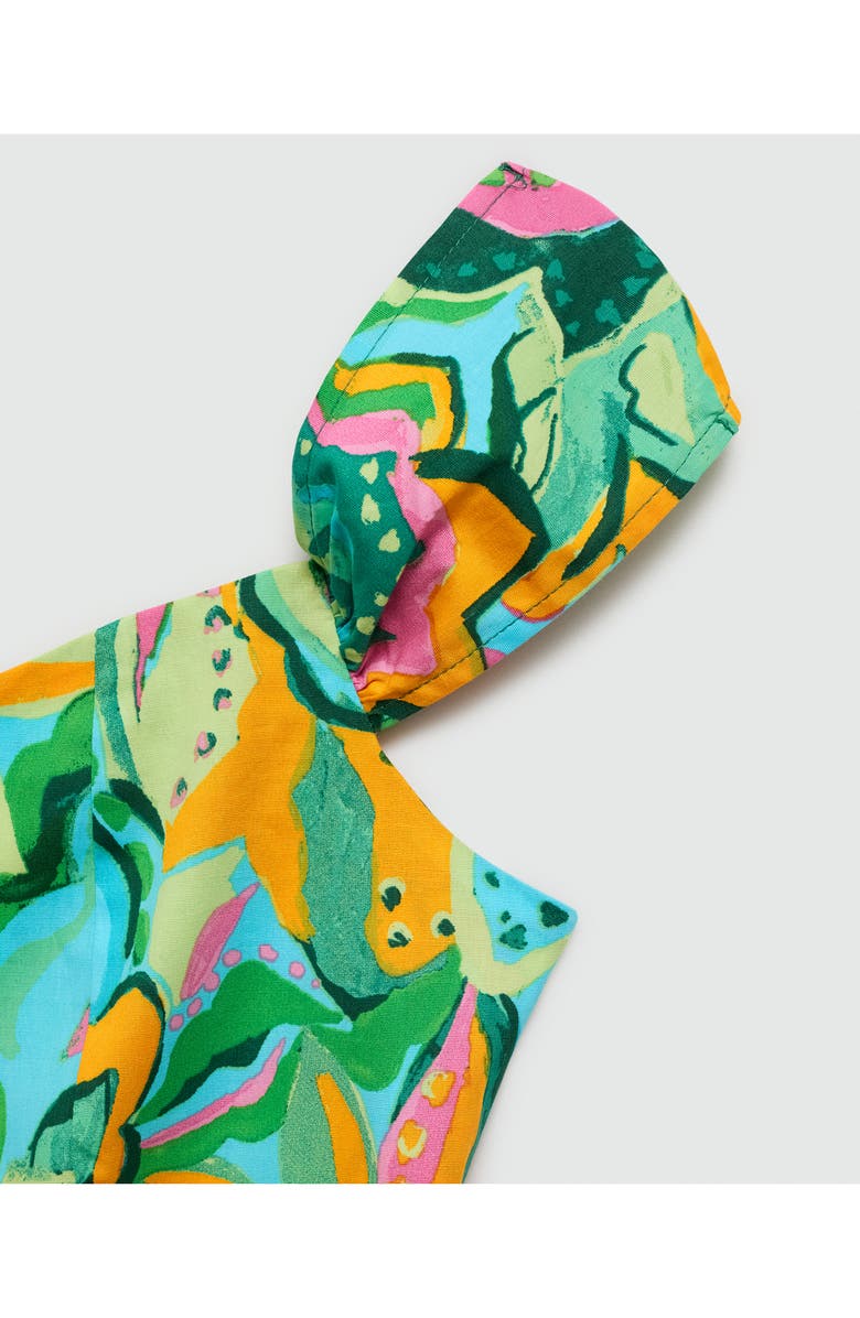 MANGO Print Cap Sleeve Cotton Blend Minidress, Alternate, color, Green