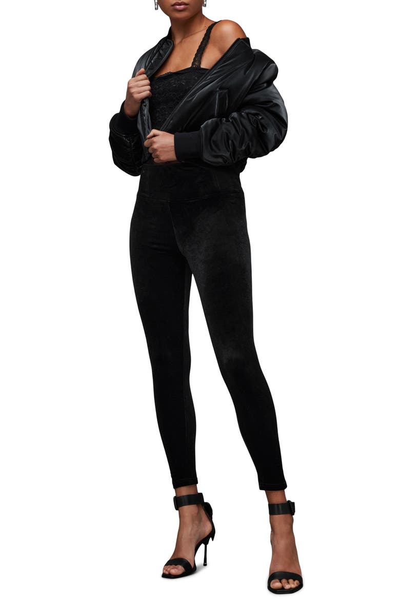 AllSaints Cora High Waist Velvet Leggings, Alternate, color,