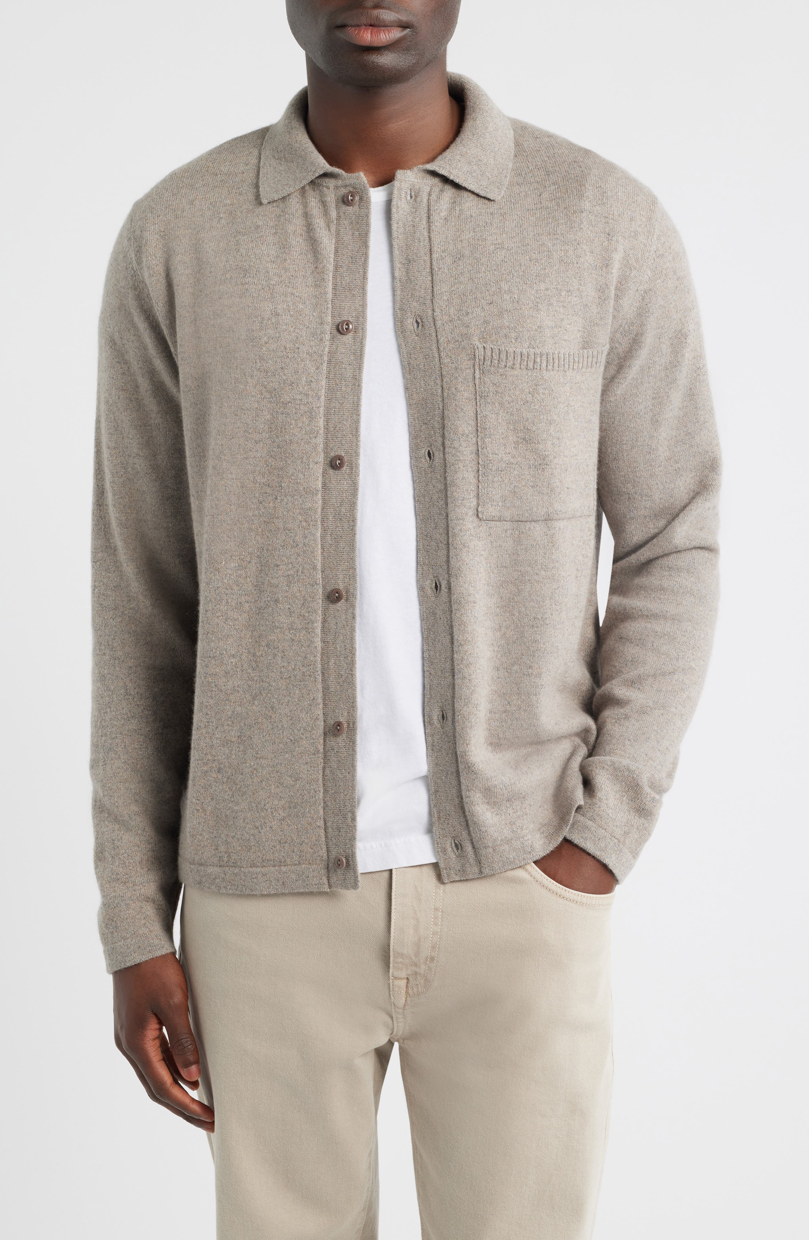 MERZ B SCHWANEN Relaxed Fit Merino Wool, Silk & Cashmere Cardigan