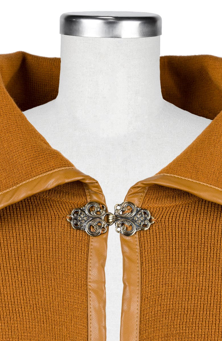 Patricia Nash Faux Leather Trim Cape, Alternate, color, Camel