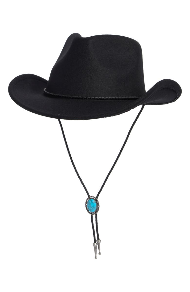 Vince Camuto Concho Pull Cowboy Hat, Main, color, Black
