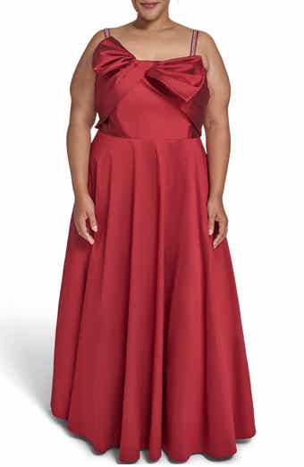 Bow Bodice Gown with Rhinestone Straps