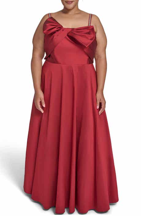 Bow Bodice Gown with Rhinestone Straps