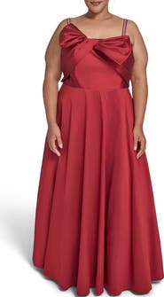 Eliza J Bow Bodice Gown with Rhinestone Straps