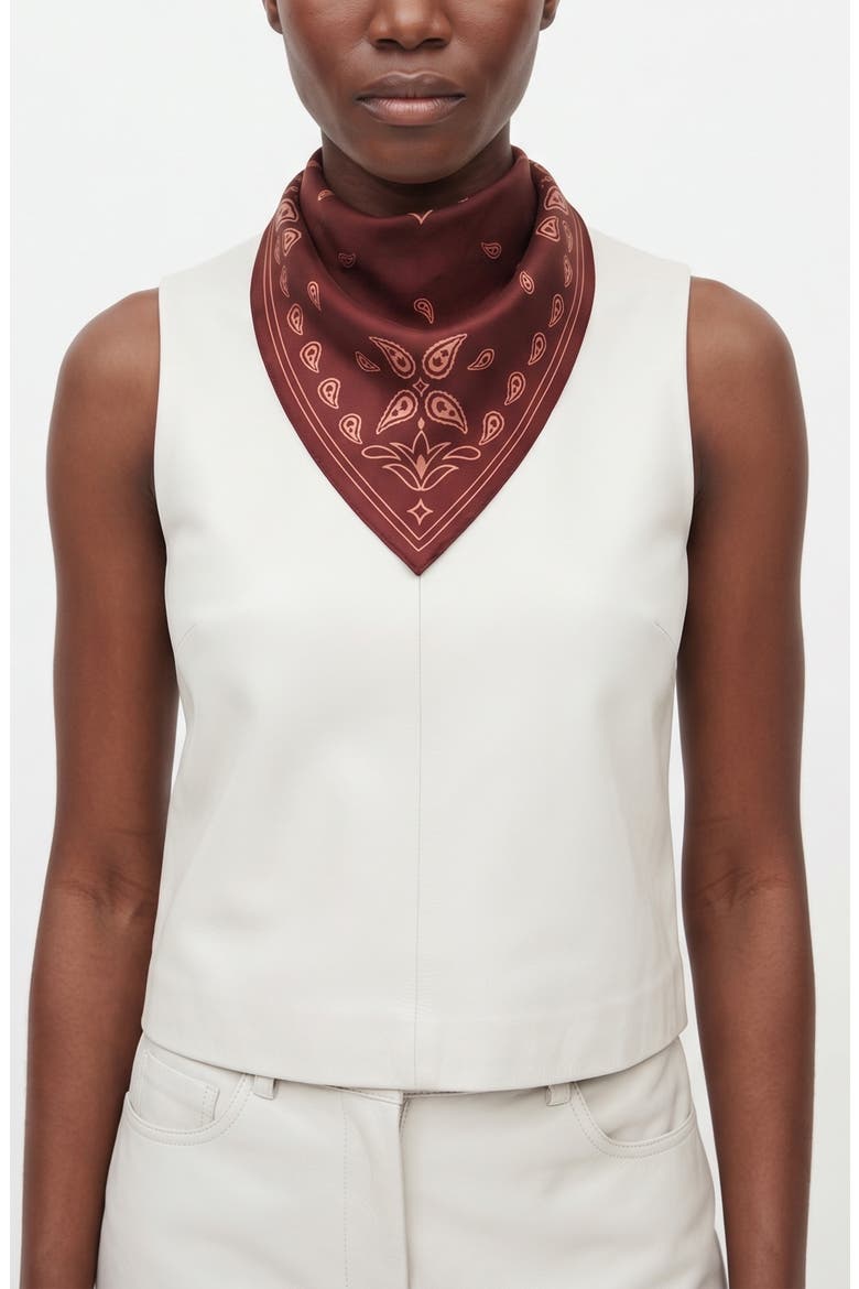 Scarlet Paisley Triangle Silk Scarf, Alternate, color, Red