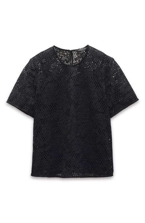Rag & Bone Sammie Short-sleeve Lace Top In Black