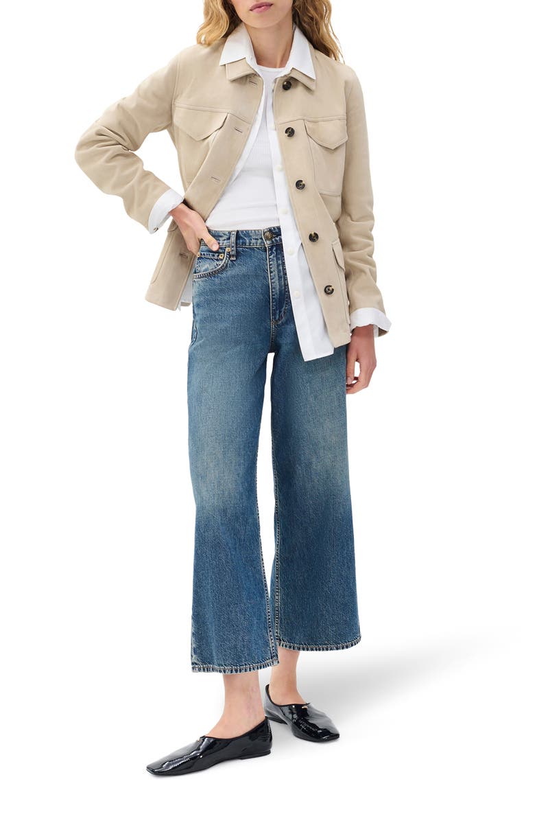 rag & bone/JEAN Andi Wide Leg Cotton Blend Ankle Jeans, Alternate, color, Delcan