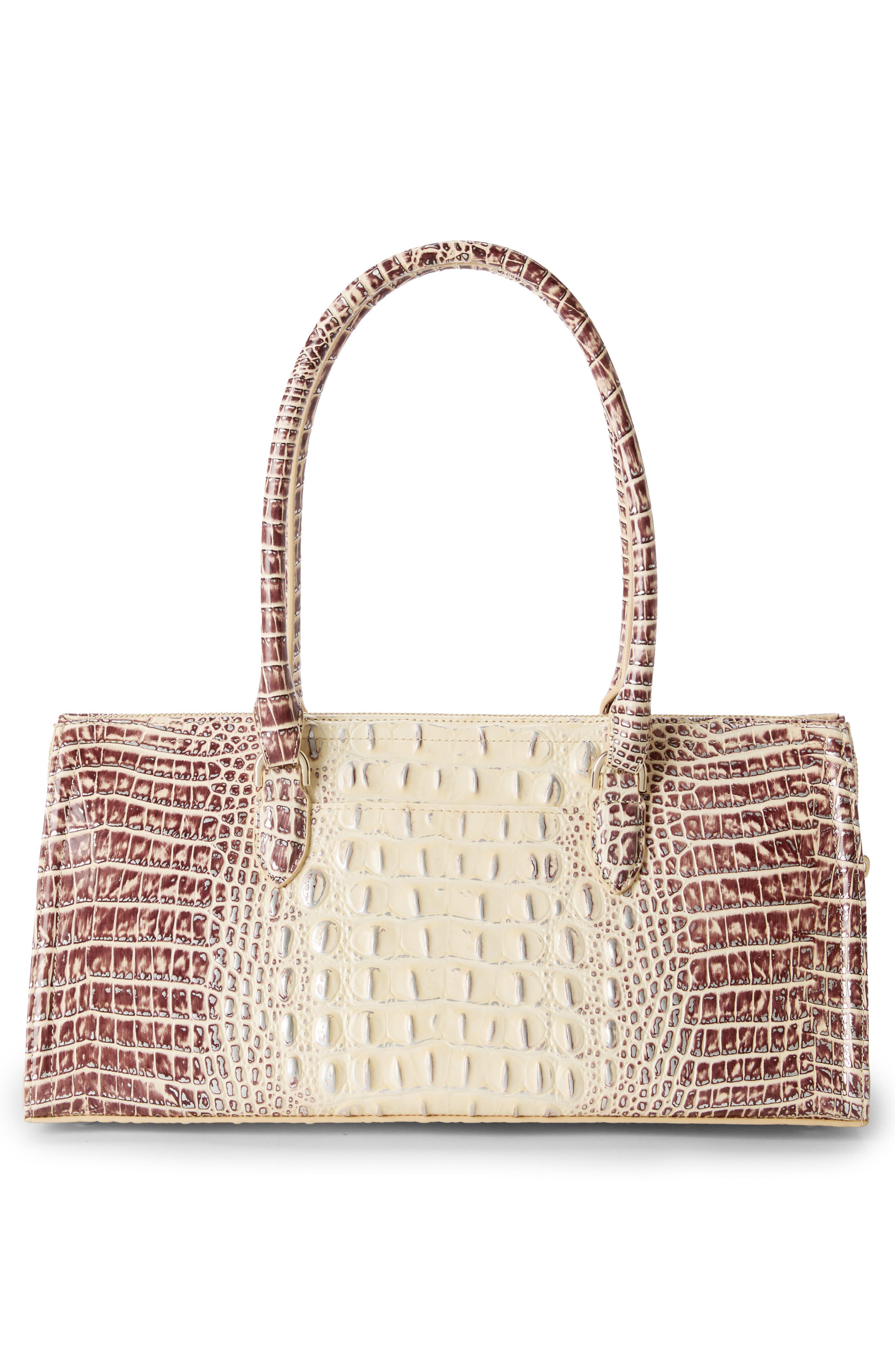 Sophia Croc Embossed Leather Satchel, Alternate, color, GINGER