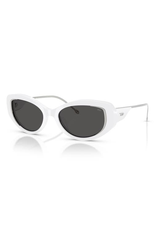 Diesel ® Geck-d 54mm Oval Sunglasses In Shiny White/dark Grey