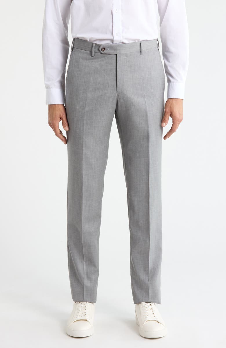 Zanella Parker Platinum Super 130's Gabardine Dress Pants, Main, color, Light Grey