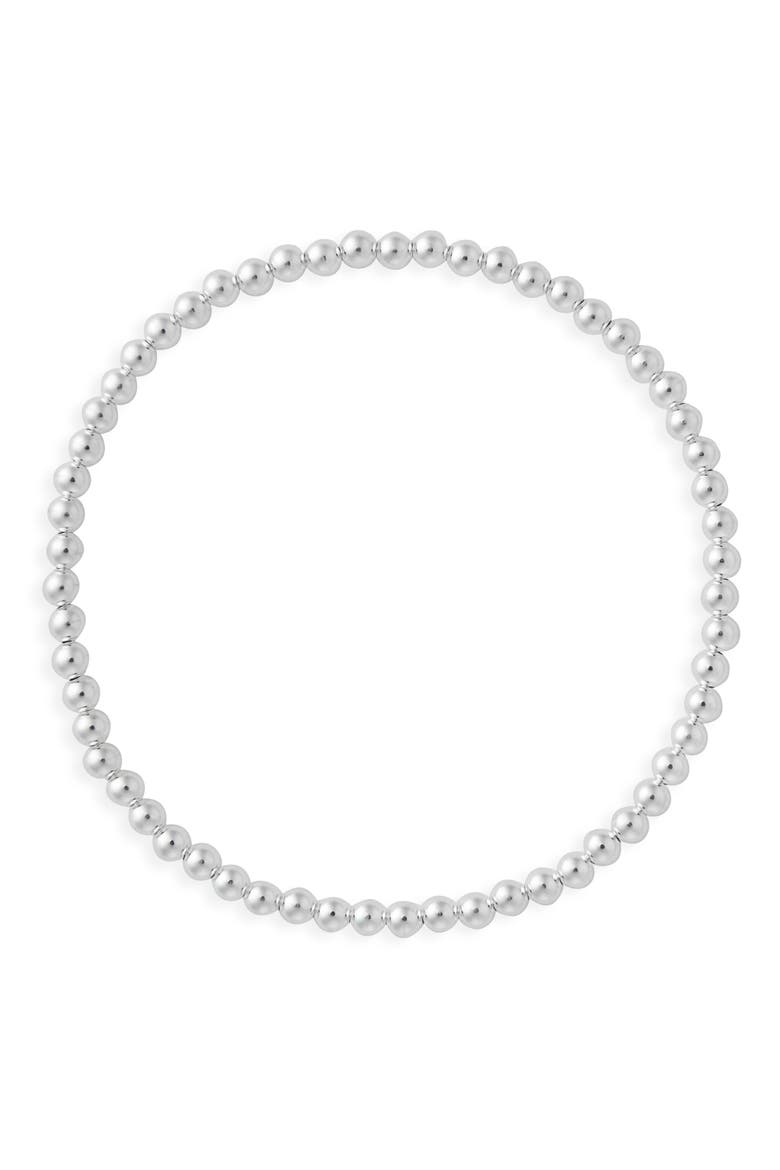 Beaded Stretch Bracelet, Main, color, STERLING SILVER