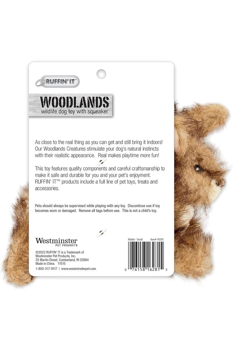 Westminster Pet Woodlands Plush Dog Toy Rabbit, Alternate, color, Brown