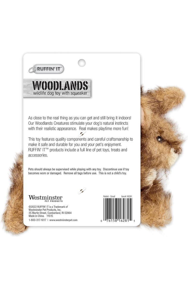 Ruffin' It Westminster Pet Woodlands Plush Dog Toy Rabbit, Alternate, color, Brown
