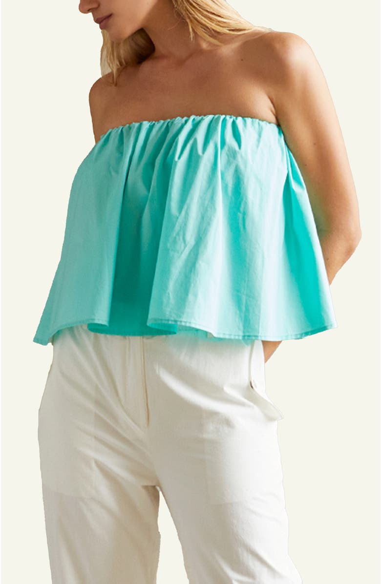CRESCENT Poplin Tube Top, Main, color, Ocean