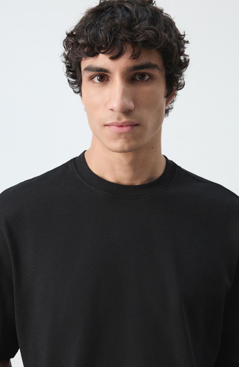 MANGO Relaxed Fit Heavyweight Cotton T-Shirt, Alternate, color, Black