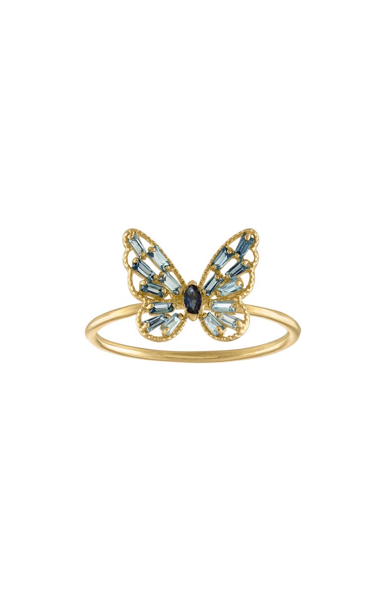 FUZION CREATIONS Sapphire & London Blue Topaz Butterfly Ring, Main, color, 