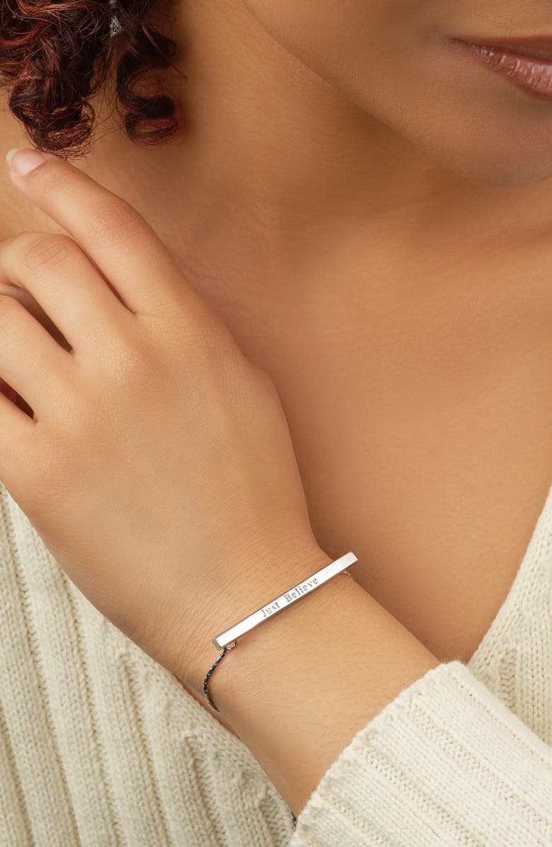 Sterling Forever Rhodium Plated Plated Inspirational Bar Slider Bracelet - Just Believe, Alternate, color,