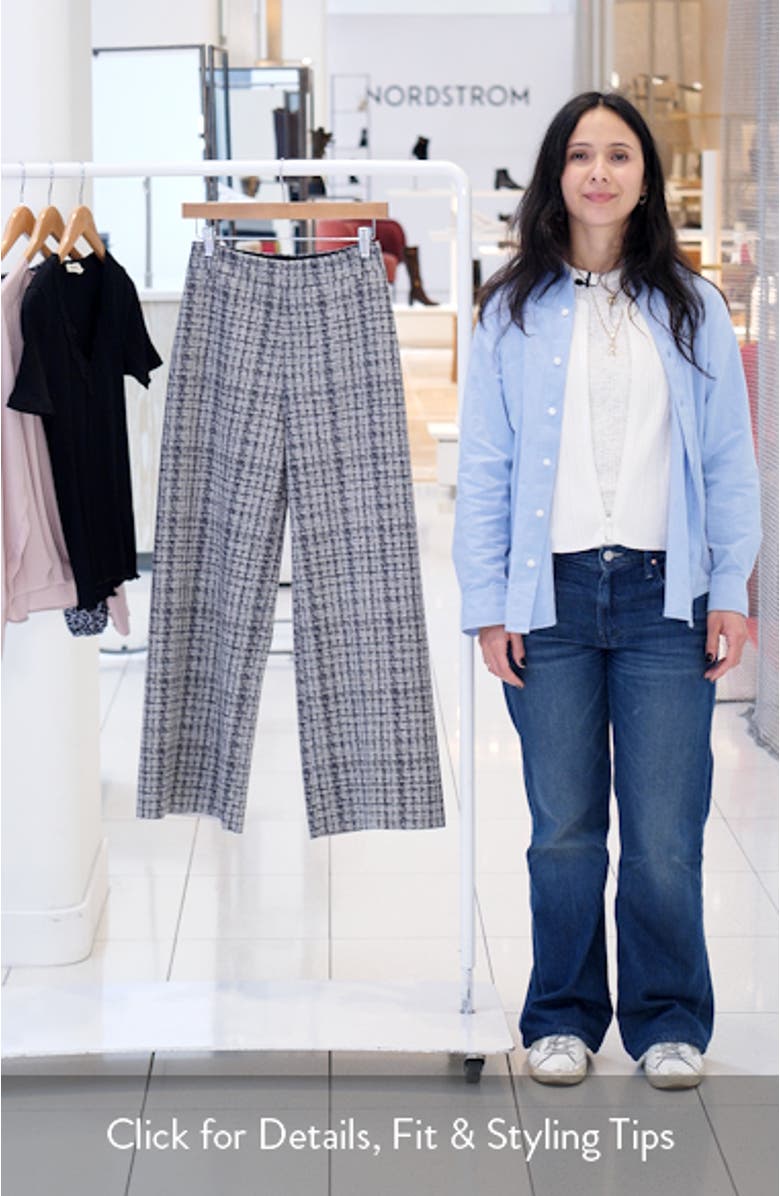 Erin Tweed Print Pull-On High Waist Ankle Wide Leg Pants, sales video thumbnail