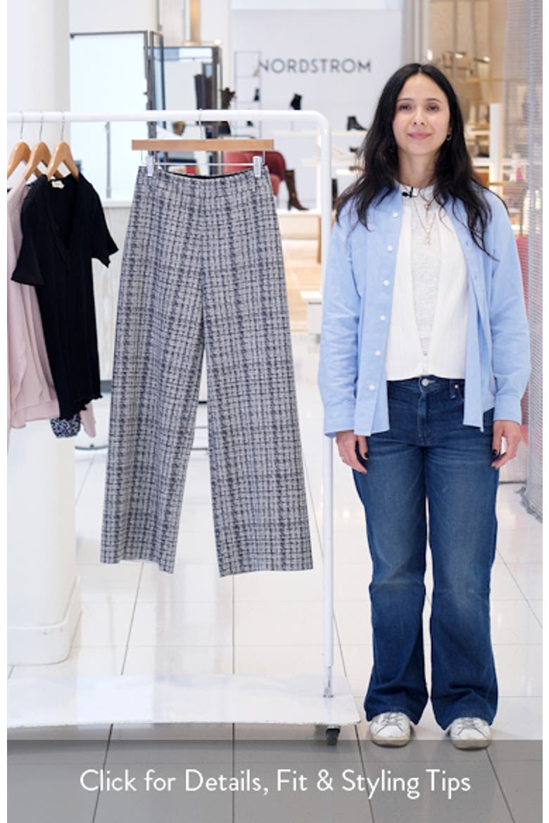 Erin Tweed Print Pull-On High Waist Ankle Wide Leg Pants video