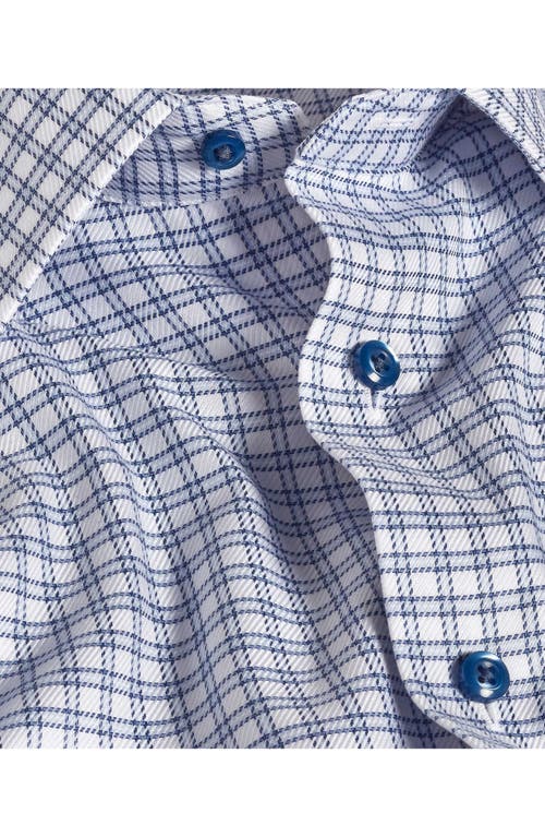David Donahue Trim Fit Windowpane Check Cotton Dobby Dress Shirt In Blue
