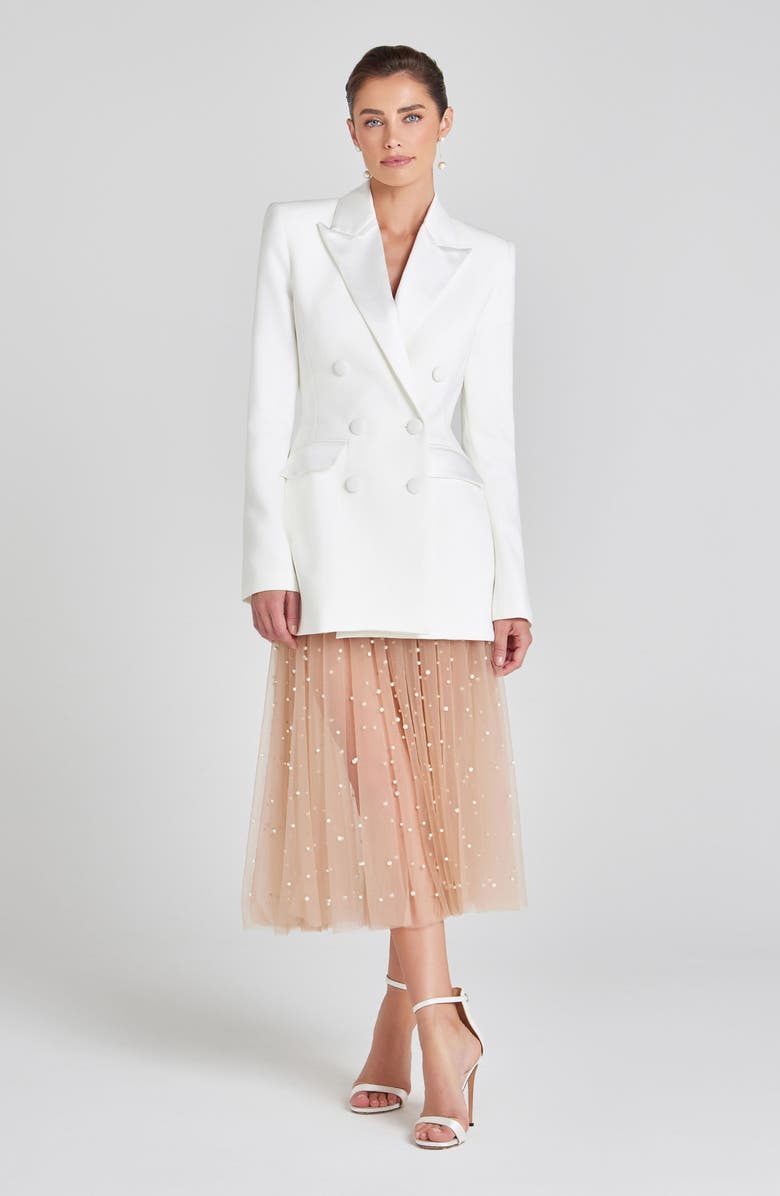 NADINE MERABI Monica Double Breasted Blazer, Alternate, color, White