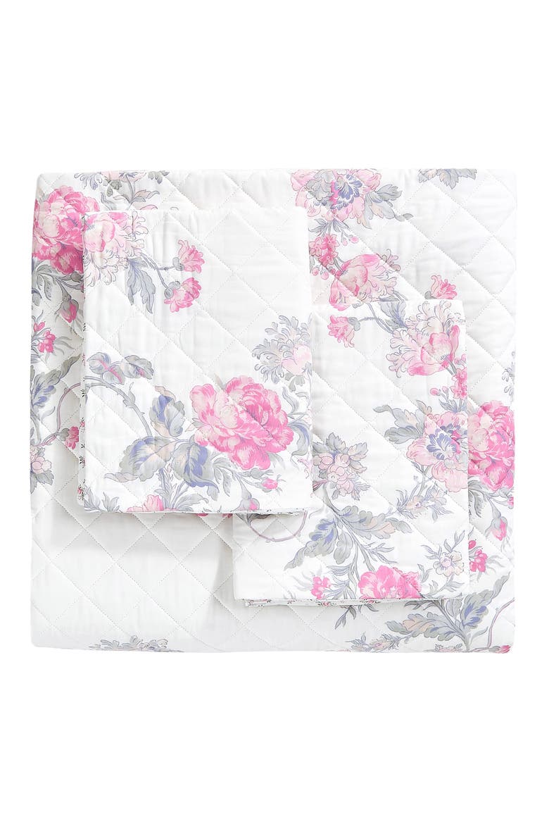 Rose Percale Cotton Quilt & Shams Set, Main, color, PINK/ PINK