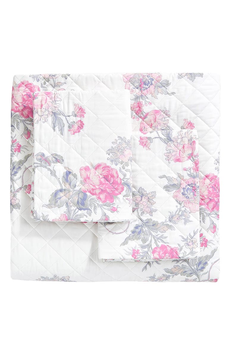MELANGE HOME Rose Percale Cotton Quilt & Shams Set, Main, color, Pink/ Pink