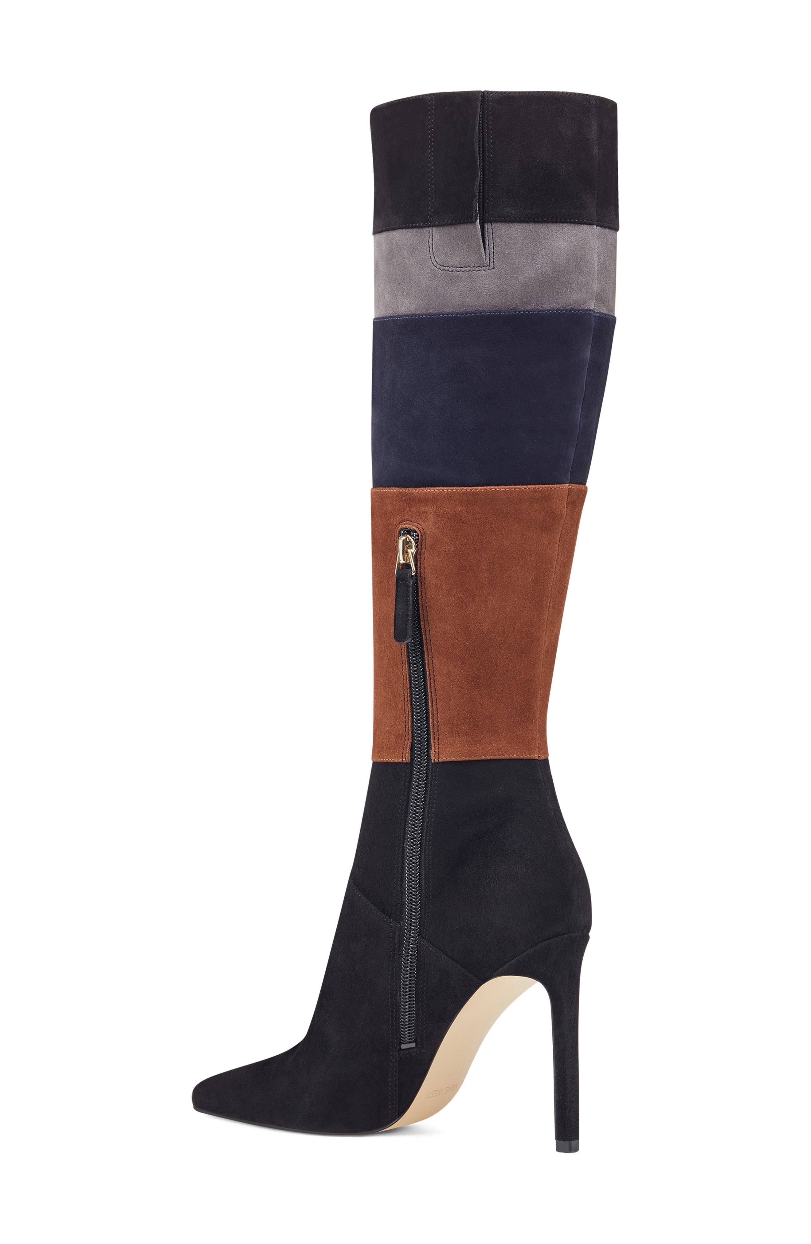 Toprank Blocked Knee High Boot, Alternate, color, BLACK MULTI SUEDE