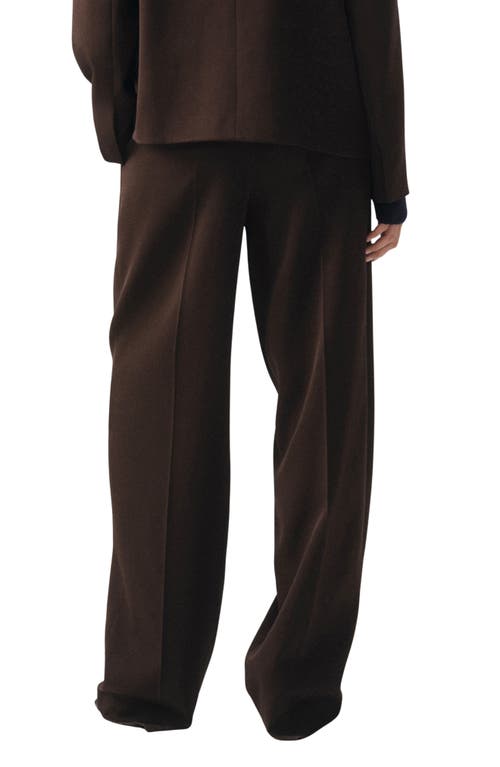 Mango Pleat Front Straight Leg Pants In Brown