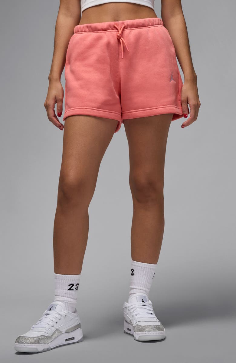 Jordan Brooklyn Fleece Sweat Shorts, Main, color, Pink Salt/ White
