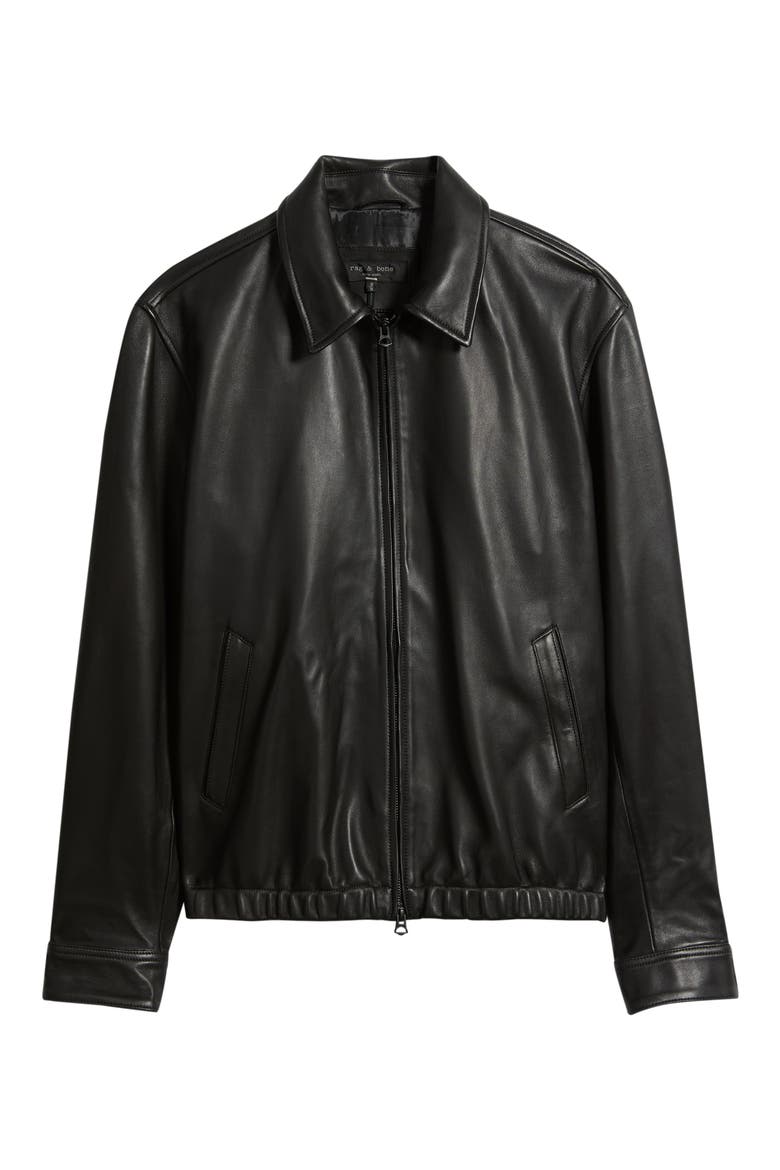 Harrington Leather Jacket, Alternate, color, BLACK