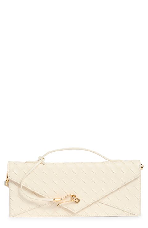 Celeste Woven Faux Leather Envelope Clutch