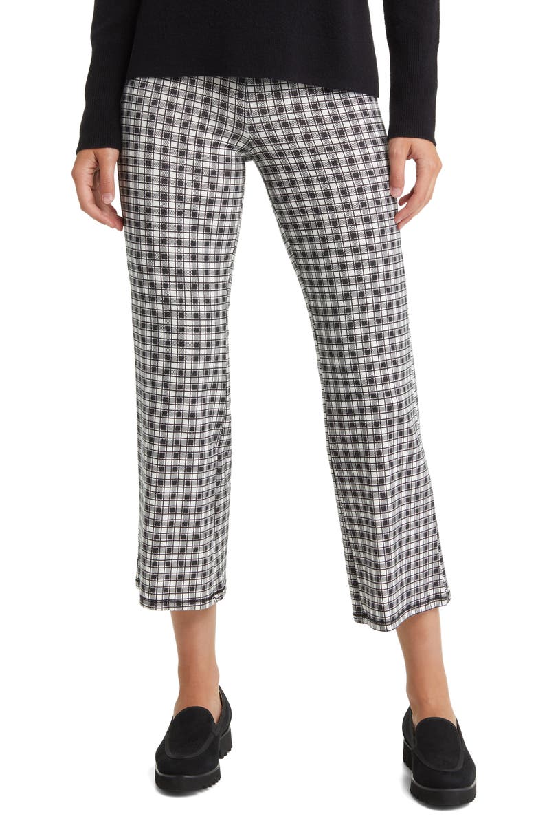Hue Gingham Crop Flare Cotton Blend Leggings, Main, color,
