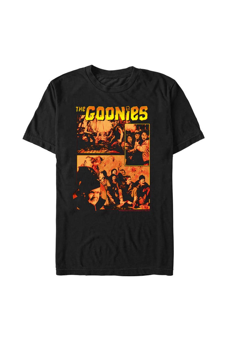 Men's The Goonies Squad Panels Graphic T-Shirt, Main, color, Black