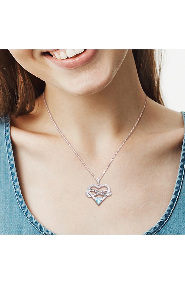 Julianna B. Color Zirconia Infinity Heart Necklace, Alternate, color, Light Blue Cz