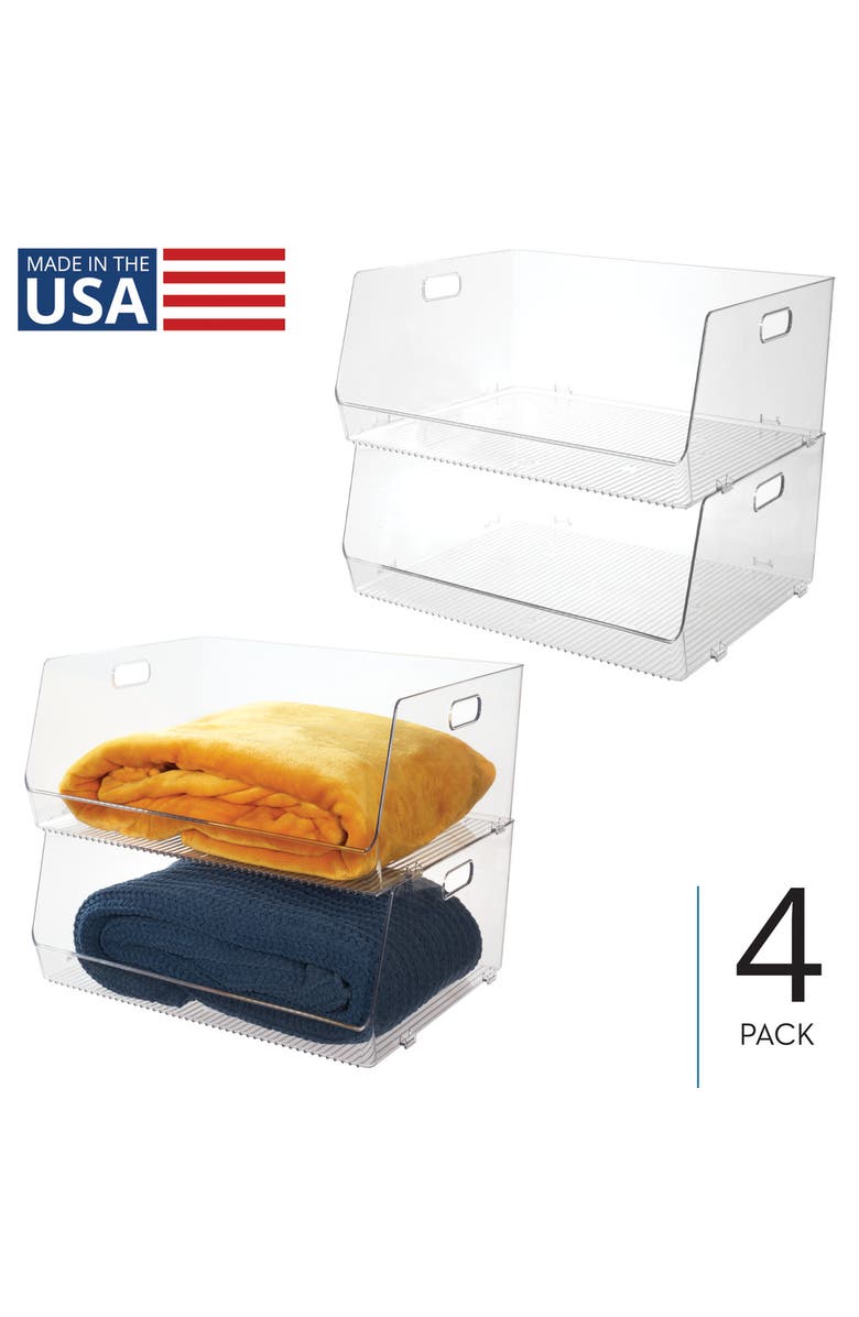 iDesign Stackable Open-Front Bin Set of 4, Alternate, color, Clear